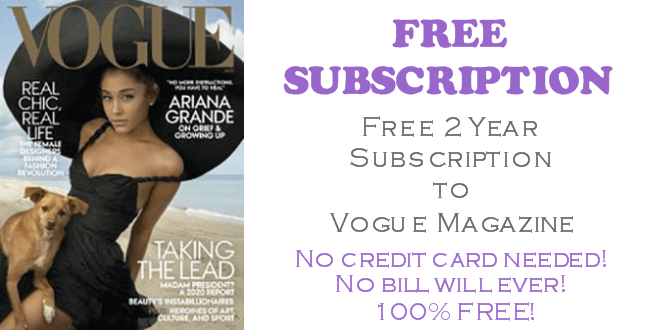 Vogue Magazine FREE 2 Year Subscription