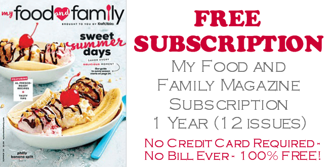 My Food and Family Magazine FREE SUBSCRIPTION