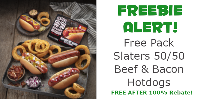 Get your FREE Pack of Slaters Beef and Bacon Hotdogs